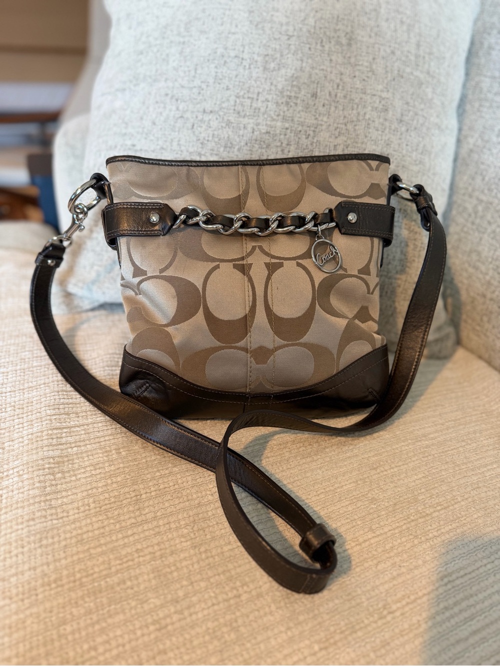 Coach Optic Chain-Accent Crossbody Bag #19730 11x12